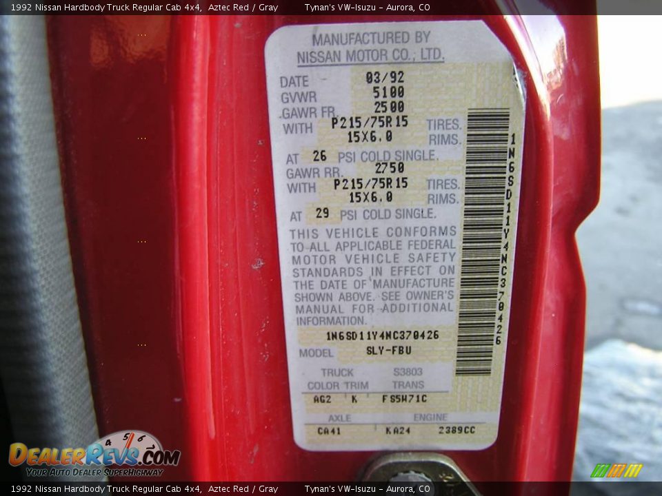 1992 Nissan Hardbody Truck Regular Cab 4x4 Aztec Red / Gray Photo #19