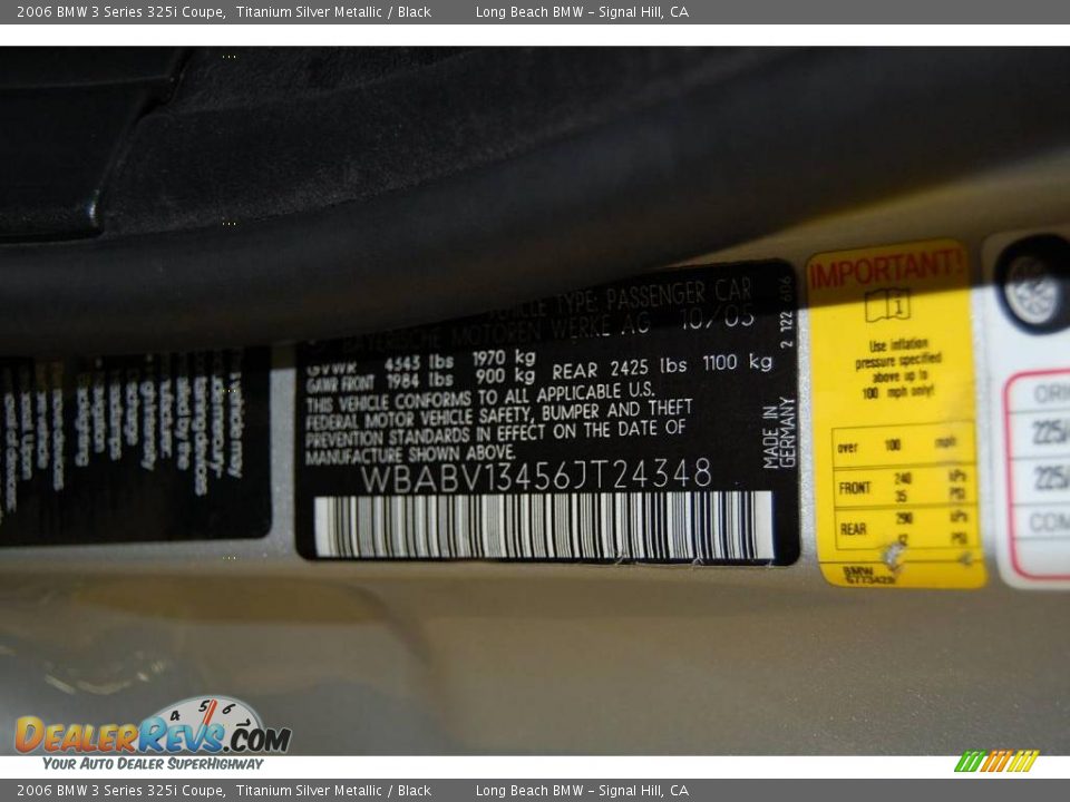 2006 BMW 3 Series 325i Coupe Titanium Silver Metallic / Black Photo #15