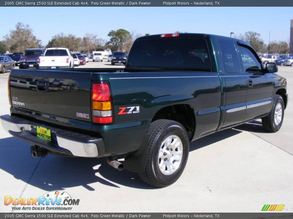 2005 GMC Sierra 1500 SLE Extended Cab 4x4 Polo Green Metallic / Dark Pewter Photo #3