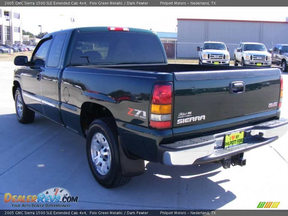 2005 GMC Sierra 1500 SLE Extended Cab 4x4 Polo Green Metallic / Dark Pewter Photo #5
