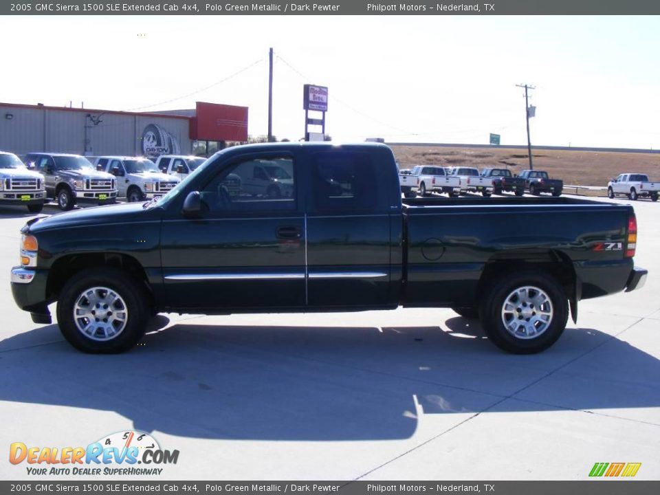 2005 GMC Sierra 1500 SLE Extended Cab 4x4 Polo Green Metallic / Dark Pewter Photo #6