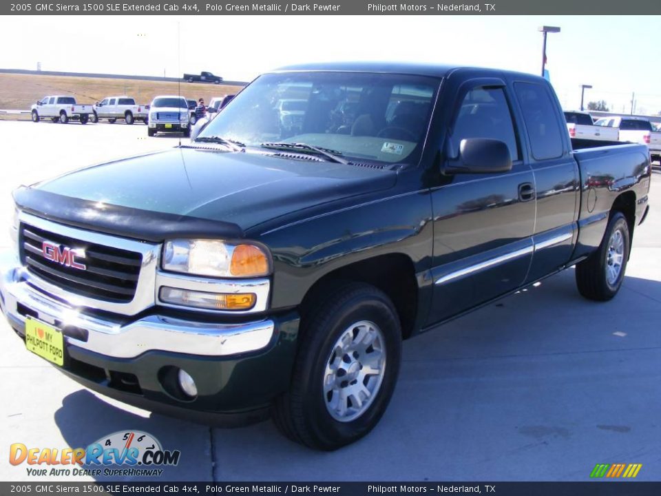 2005 GMC Sierra 1500 SLE Extended Cab 4x4 Polo Green Metallic / Dark Pewter Photo #7