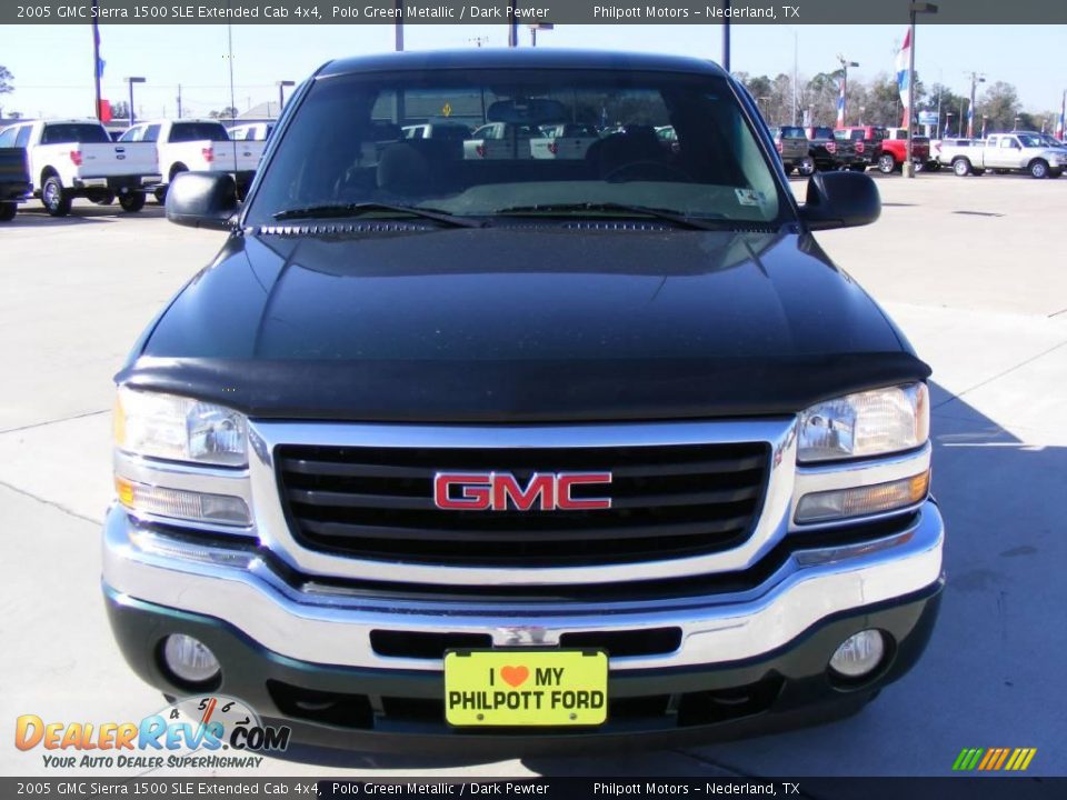 2005 GMC Sierra 1500 SLE Extended Cab 4x4 Polo Green Metallic / Dark Pewter Photo #8
