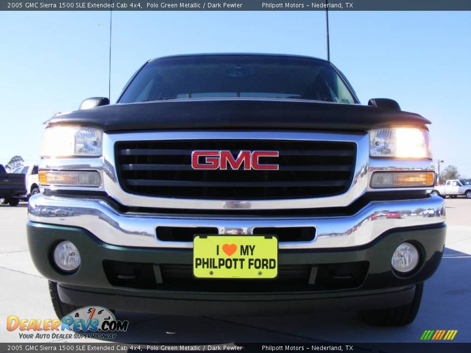 2005 GMC Sierra 1500 SLE Extended Cab 4x4 Polo Green Metallic / Dark Pewter Photo #9