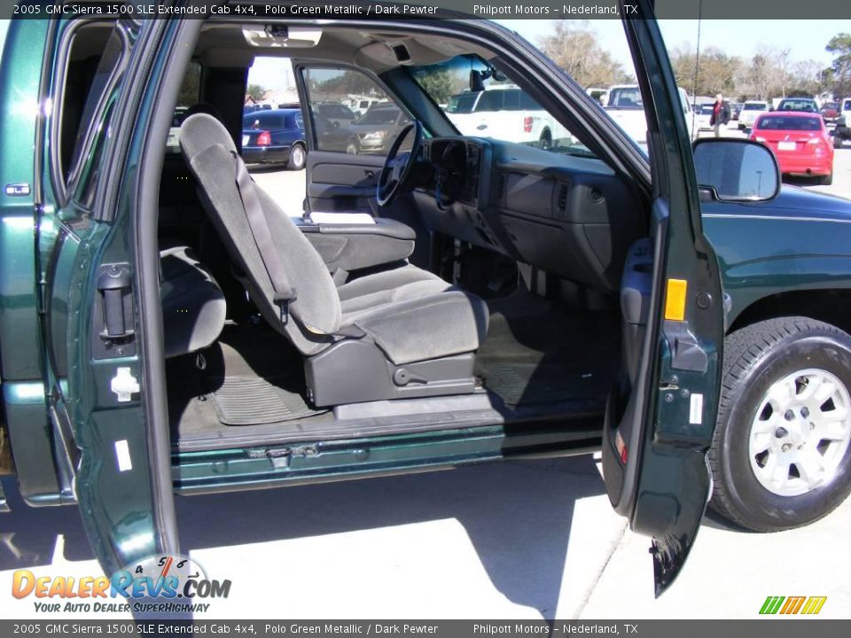 2005 GMC Sierra 1500 SLE Extended Cab 4x4 Polo Green Metallic / Dark Pewter Photo #27