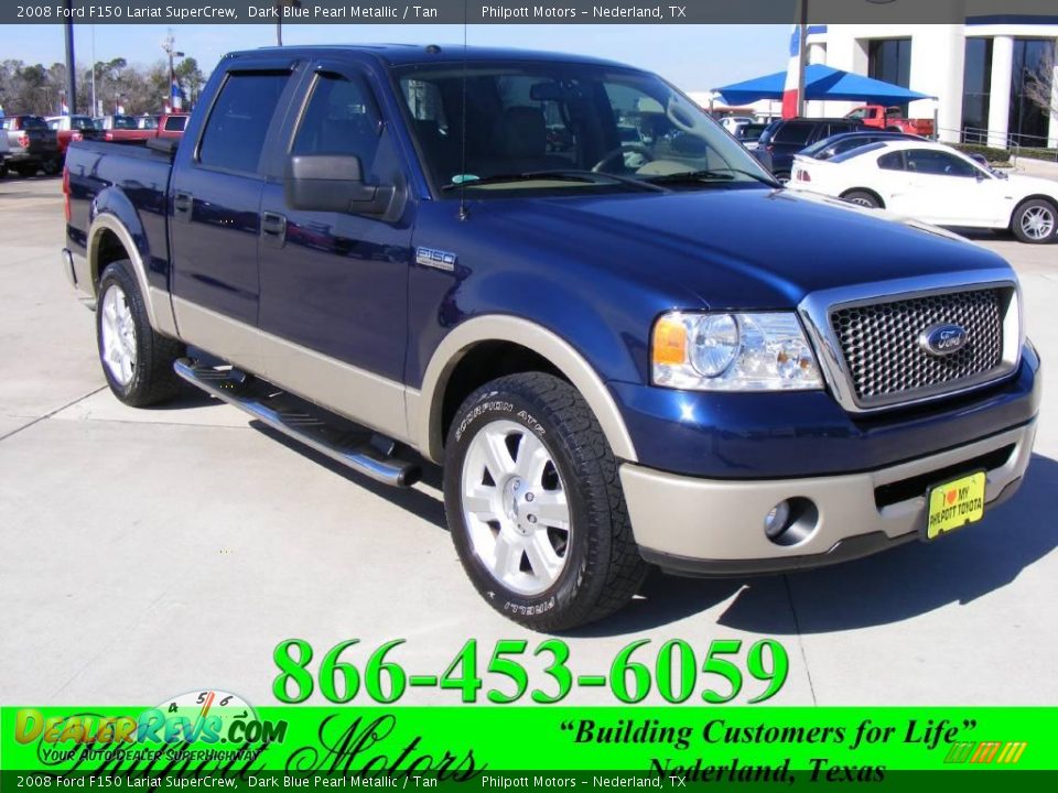 2008 Ford F150 Lariat SuperCrew Dark Blue Pearl Metallic / Tan Photo #1