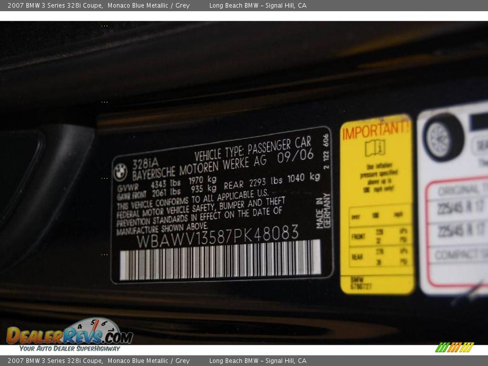2007 BMW 3 Series 328i Coupe Monaco Blue Metallic / Grey Photo #15