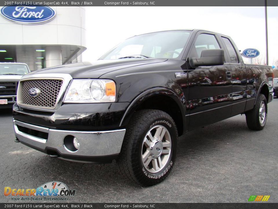 2007 Ford F150 Lariat SuperCab 4x4 Black / Black Photo #6