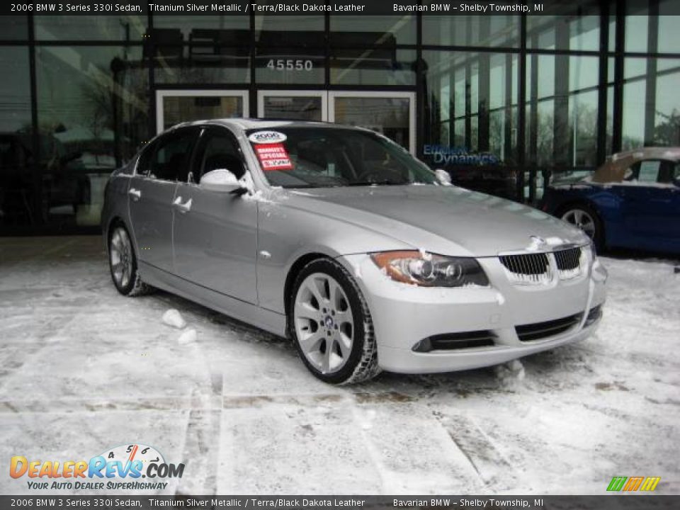 2006 BMW 3 Series 330i Sedan Titanium Silver Metallic / Terra/Black Dakota Leather Photo #1