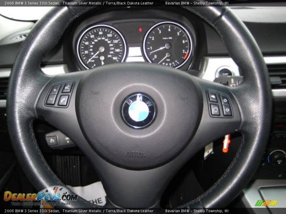 2006 BMW 3 Series 330i Sedan Titanium Silver Metallic / Terra/Black Dakota Leather Photo #21