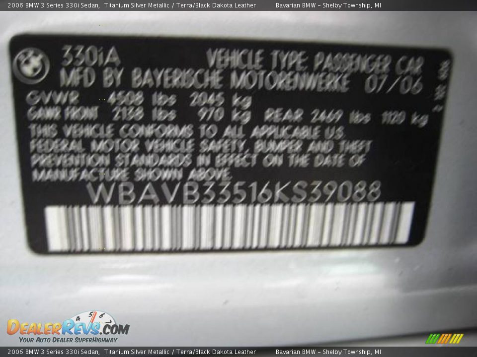 2006 BMW 3 Series 330i Sedan Titanium Silver Metallic / Terra/Black Dakota Leather Photo #24