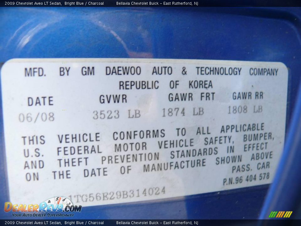 2009 Chevrolet Aveo LT Sedan Bright Blue / Charcoal Photo #15