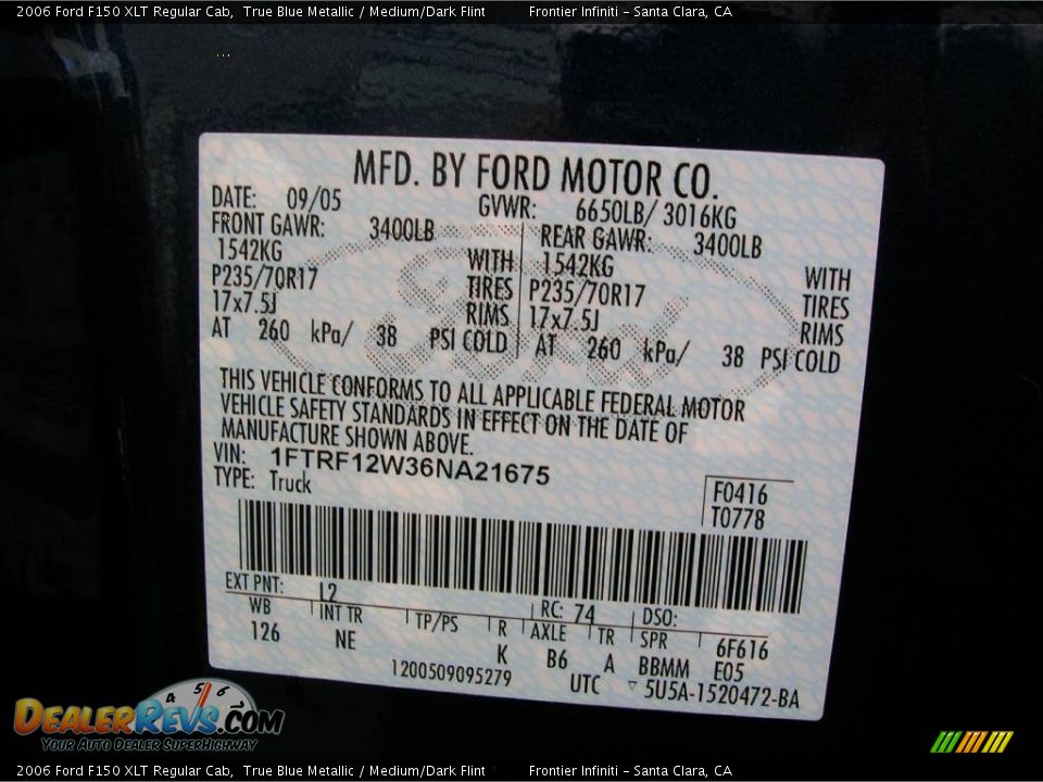 2006 Ford F150 XLT Regular Cab True Blue Metallic / Medium/Dark Flint Photo #20