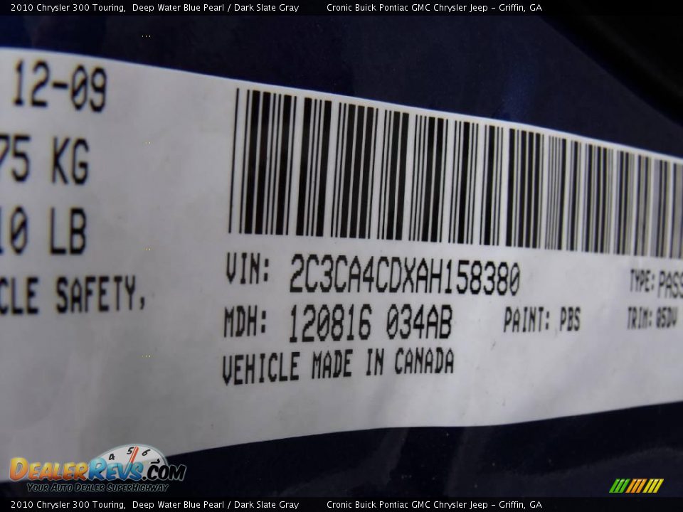 2010 Chrysler 300 Touring Deep Water Blue Pearl / Dark Slate Gray Photo #20