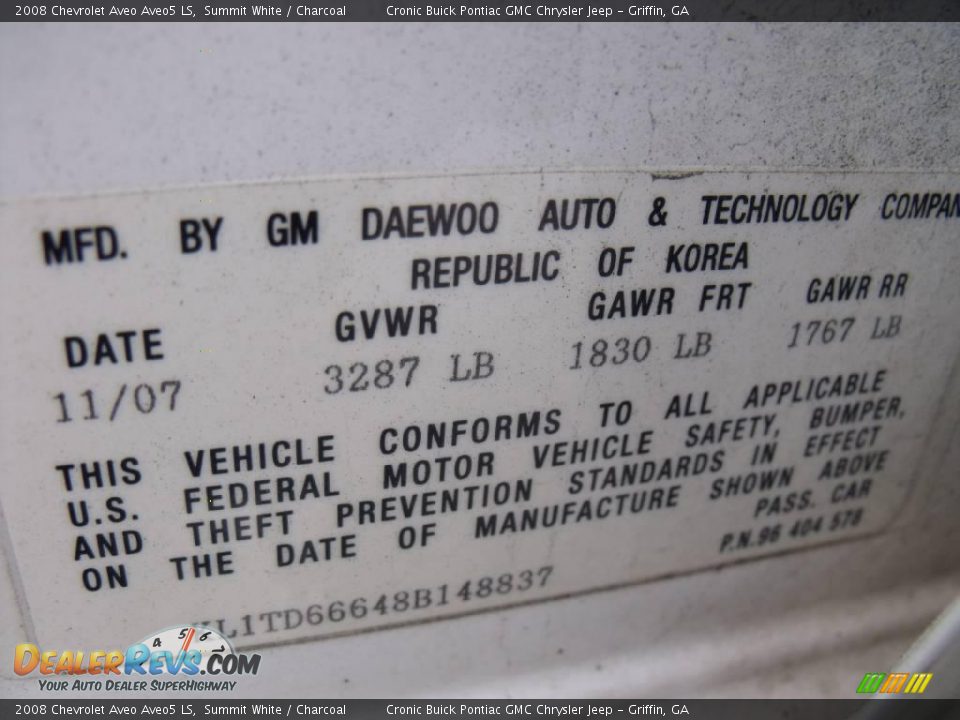 2008 Chevrolet Aveo Aveo5 LS Summit White / Charcoal Photo #21