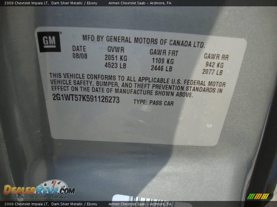 2009 Chevrolet Impala LT Dark Silver Metallic / Ebony Photo #32