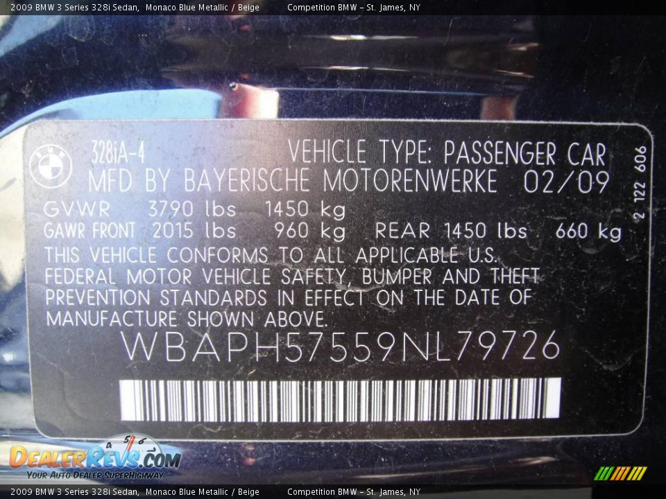 2009 BMW 3 Series 328i Sedan Monaco Blue Metallic / Beige Photo #15