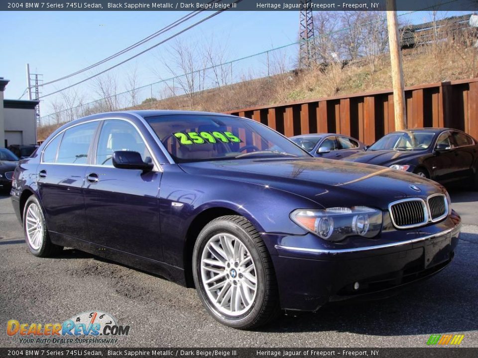 2004 BMW 7 Series 745Li Sedan Black Sapphire Metallic / Dark Beige/Beige III Photo #8
