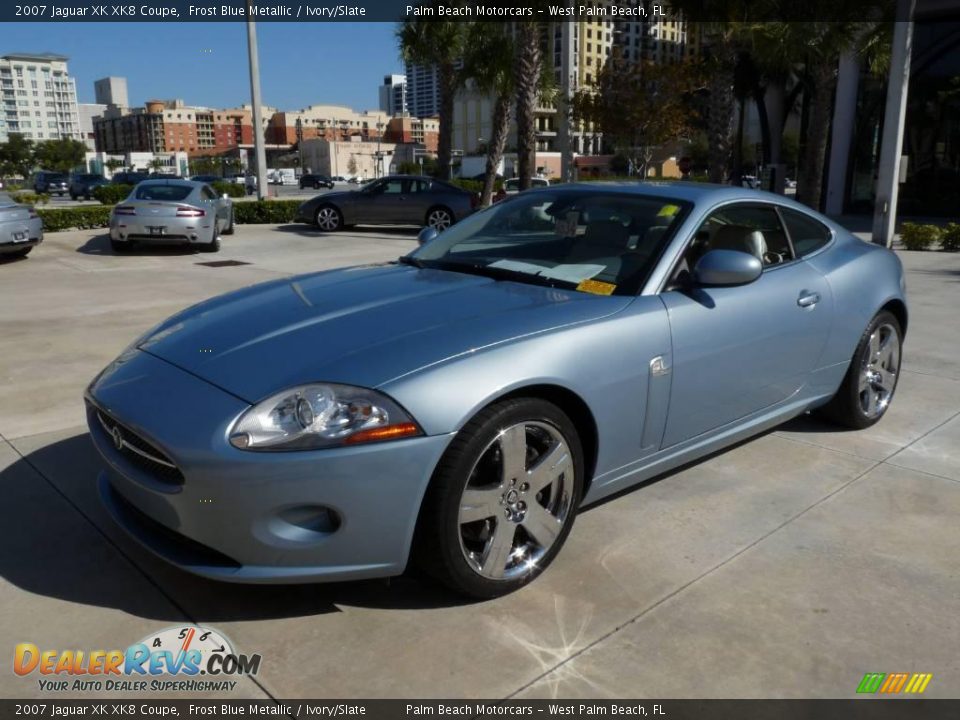 2007 Jaguar XK XK8 Coupe Frost Blue Metallic / Ivory/Slate Photo #1