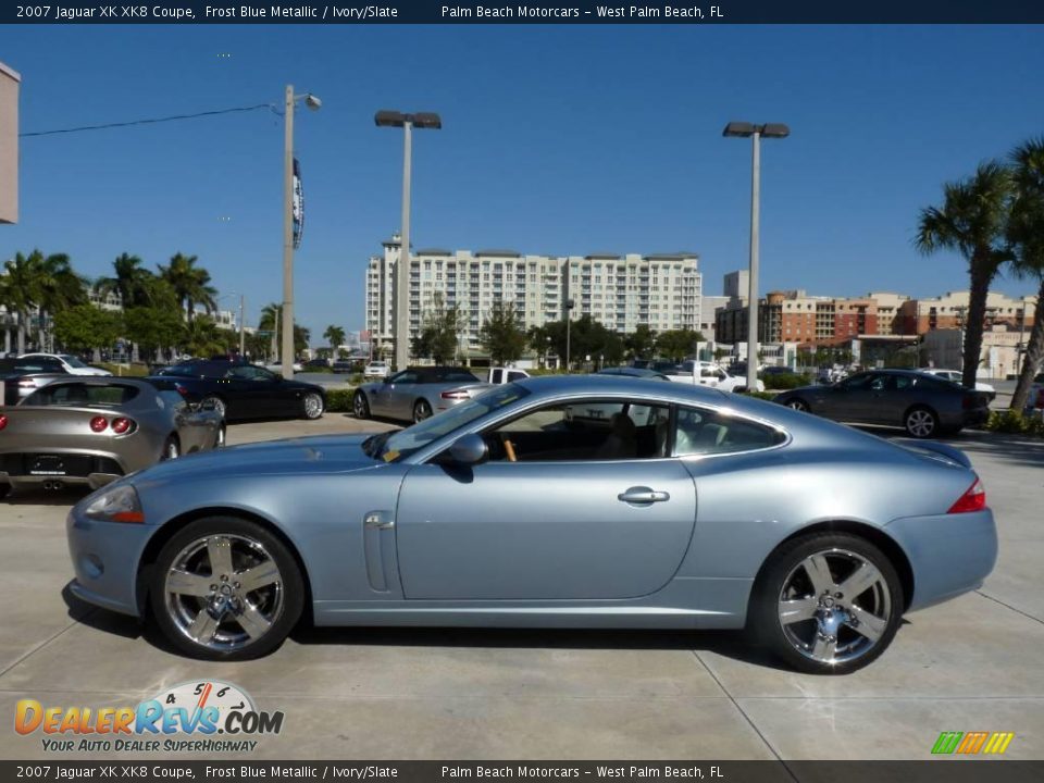2007 Jaguar XK XK8 Coupe Frost Blue Metallic / Ivory/Slate Photo #2