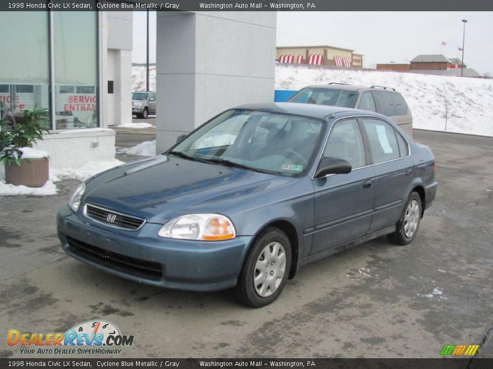 1998 Honda Civic LX Sedan Cyclone Blue Metallic / Gray Photo #2