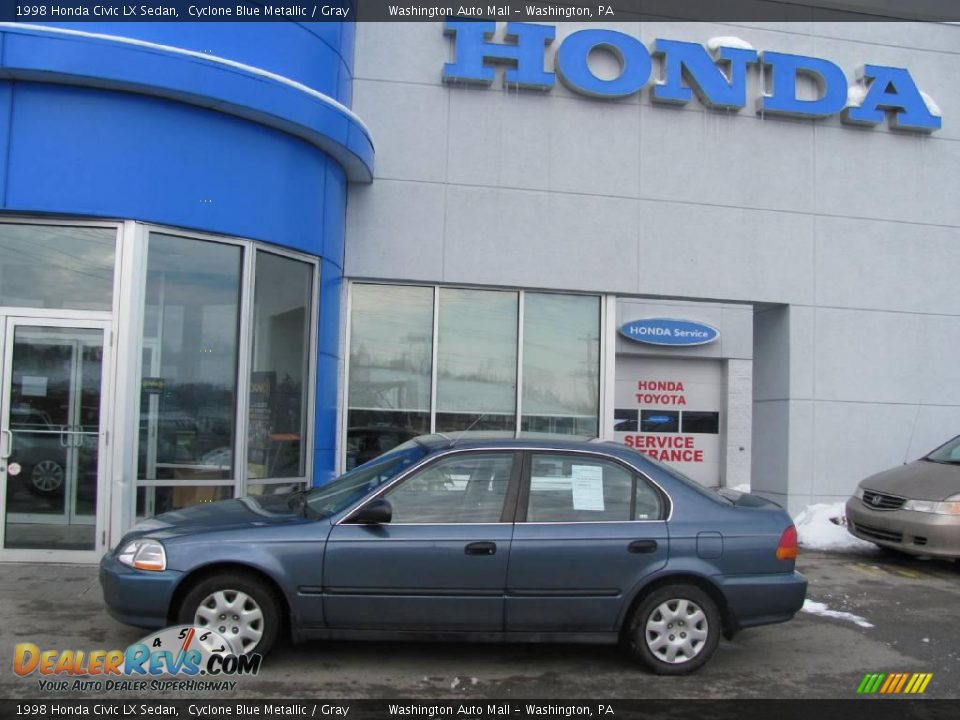 1998 Honda Civic LX Sedan Cyclone Blue Metallic / Gray Photo #3