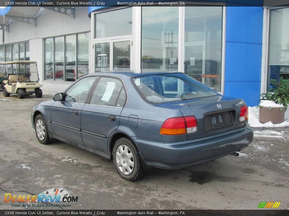 1998 Honda Civic LX Sedan Cyclone Blue Metallic / Gray Photo #4