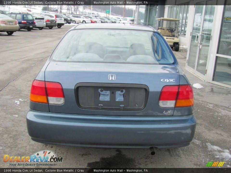 1998 Honda Civic LX Sedan Cyclone Blue Metallic / Gray Photo #5