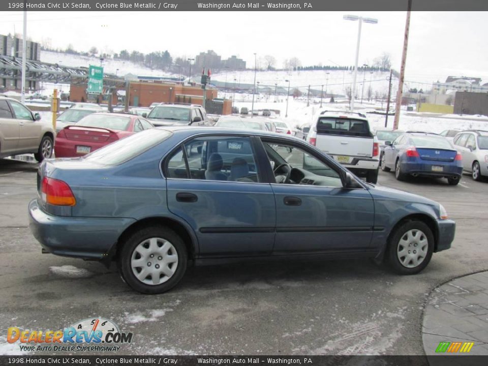 1998 Honda Civic LX Sedan Cyclone Blue Metallic / Gray Photo #7