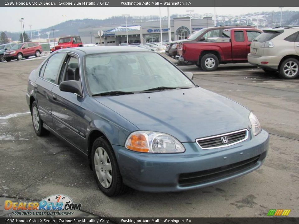 1998 Honda Civic LX Sedan Cyclone Blue Metallic / Gray Photo #8