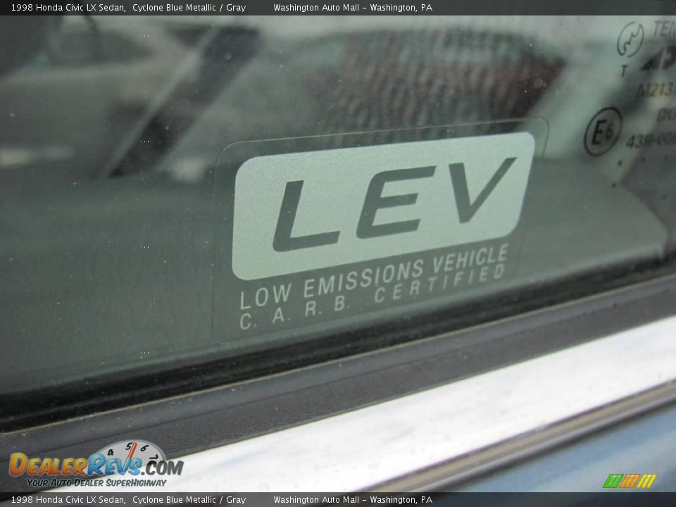 1998 Honda Civic LX Sedan Cyclone Blue Metallic / Gray Photo #10