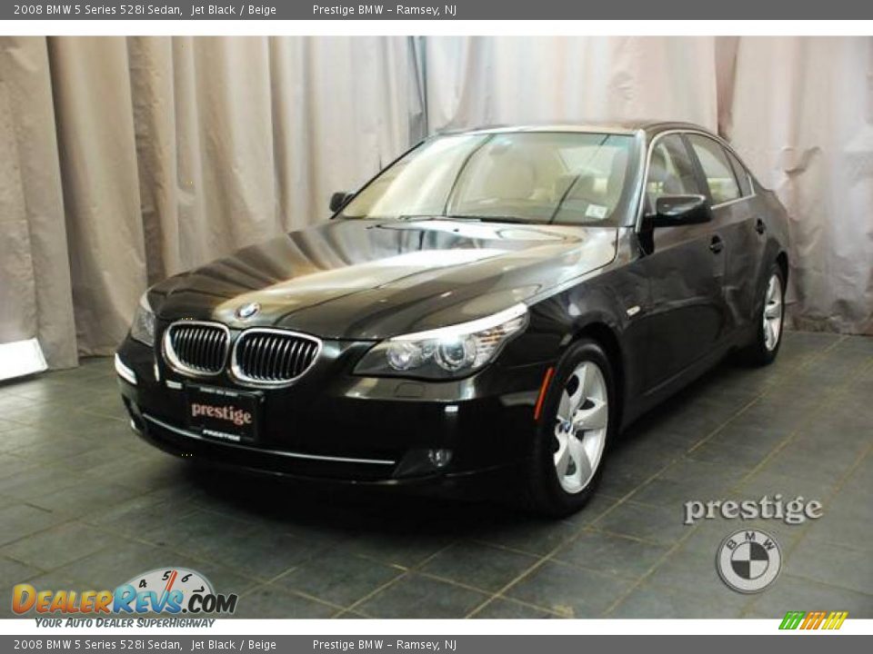 2008 BMW 5 Series 528i Sedan Jet Black / Beige Photo #1
