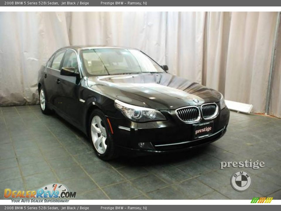 2008 BMW 5 Series 528i Sedan Jet Black / Beige Photo #6
