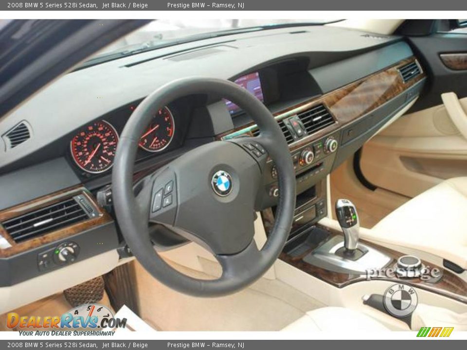 2008 BMW 5 Series 528i Sedan Jet Black / Beige Photo #15