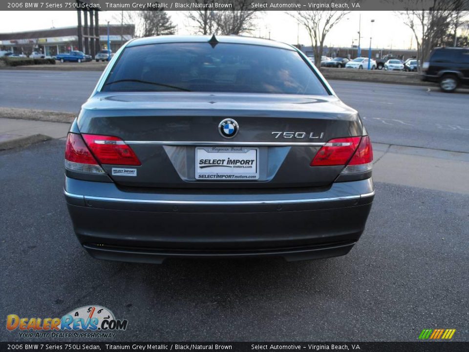 2006 BMW 7 Series 750Li Sedan Titanium Grey Metallic / Black/Natural Brown Photo #6