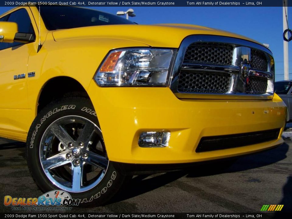 2009 Dodge Ram 1500 Sport Quad Cab 4x4 Detonator Yellow / Dark Slate/Medium Graystone Photo #3