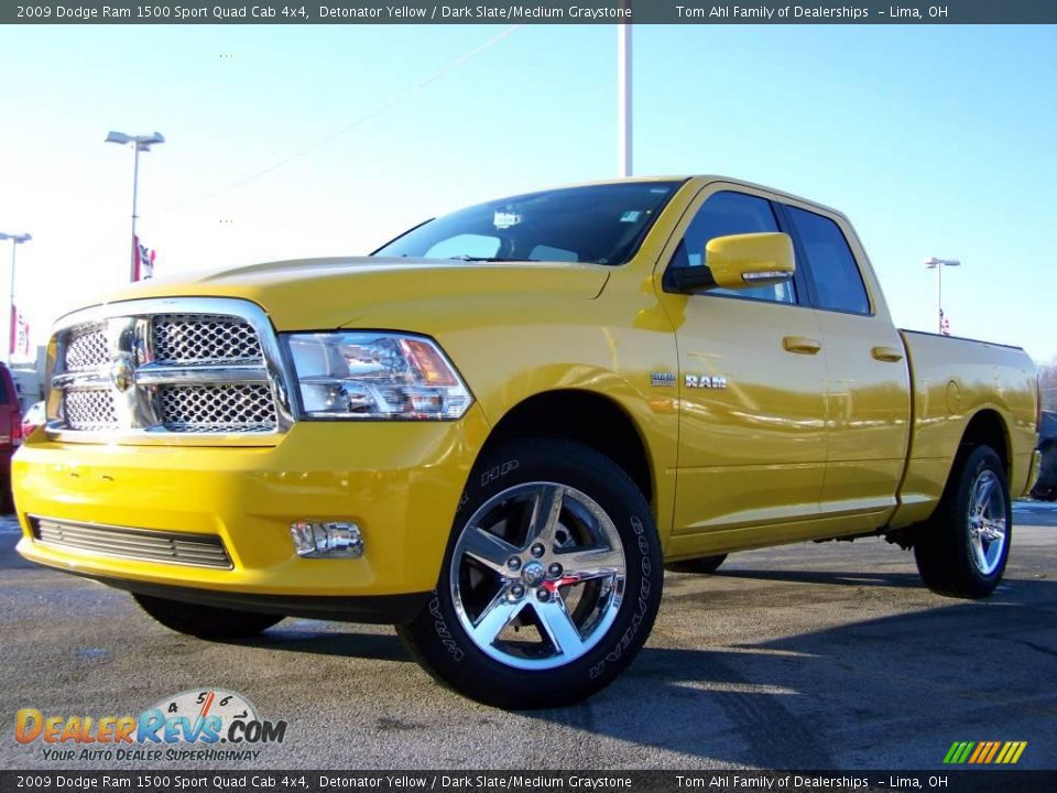 2009 Dodge Ram 1500 Sport Quad Cab 4x4 Detonator Yellow / Dark Slate/Medium Graystone Photo #6
