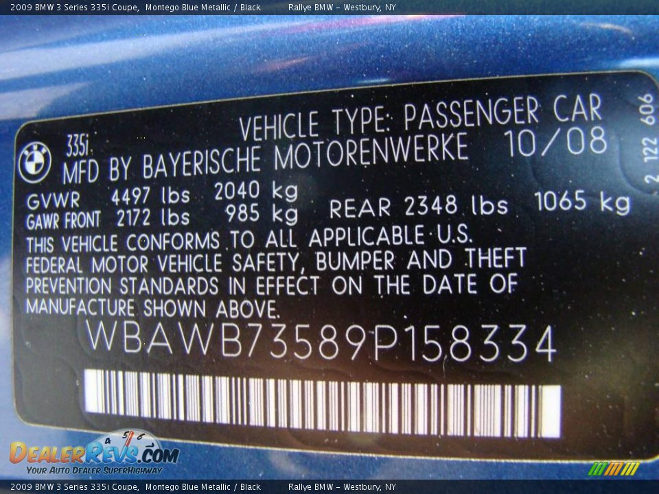 2009 BMW 3 Series 335i Coupe Montego Blue Metallic / Black Photo #15