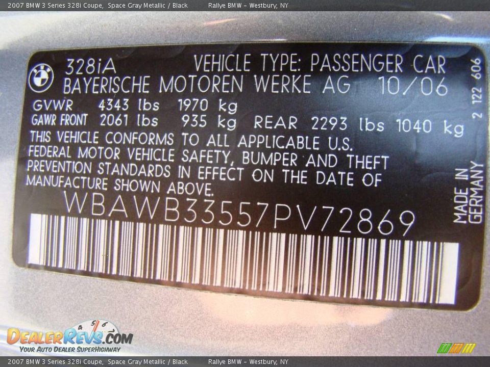 2007 BMW 3 Series 328i Coupe Space Gray Metallic / Black Photo #15