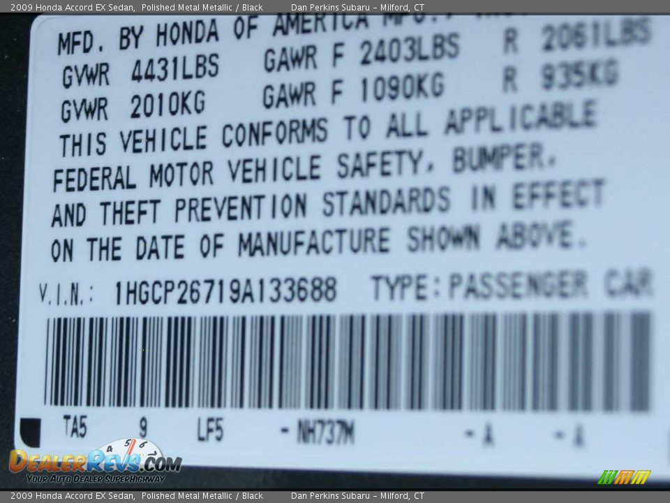 2009 Honda Accord EX Sedan Polished Metal Metallic / Black Photo #25