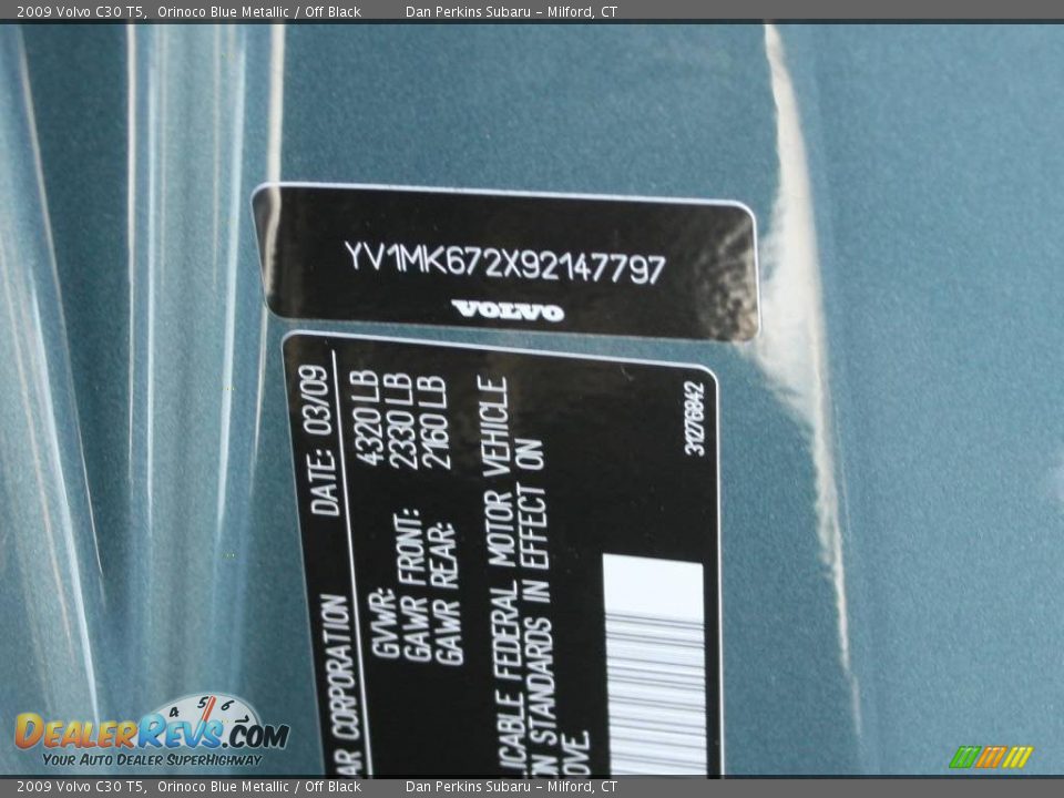 2009 Volvo C30 T5 Orinoco Blue Metallic / Off Black Photo #23