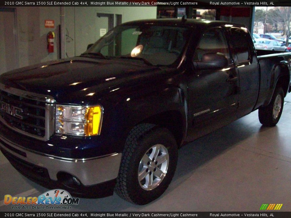 2010 GMC Sierra 1500 SLE Extended Cab 4x4 Midnight Blue Metallic / Very Dark Cashmere/Light Cashmere Photo #3