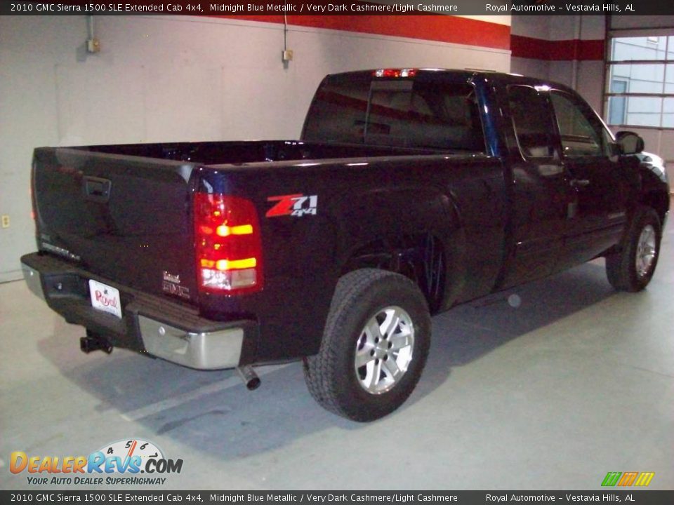 2010 GMC Sierra 1500 SLE Extended Cab 4x4 Midnight Blue Metallic / Very Dark Cashmere/Light Cashmere Photo #6