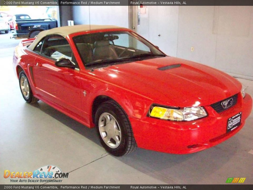 2000 Ford Mustang V6 Convertible Performance Red / Medium Parchment Photo #1