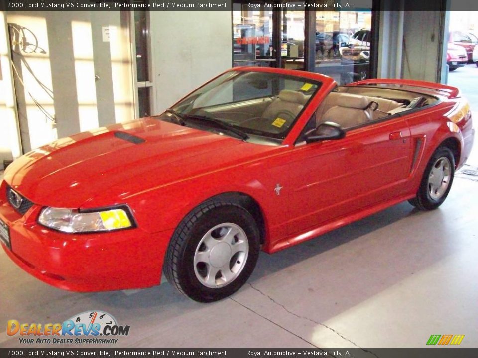 2000 Ford Mustang V6 Convertible Performance Red / Medium Parchment Photo #11
