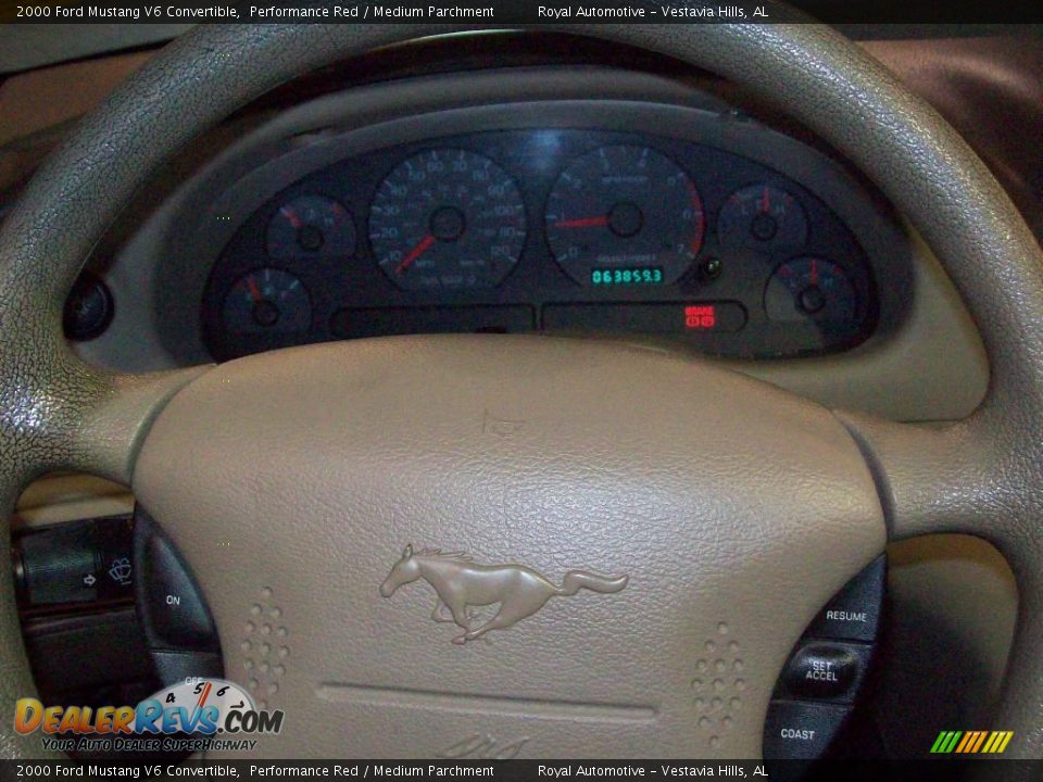 2000 Ford Mustang V6 Convertible Performance Red / Medium Parchment Photo #16