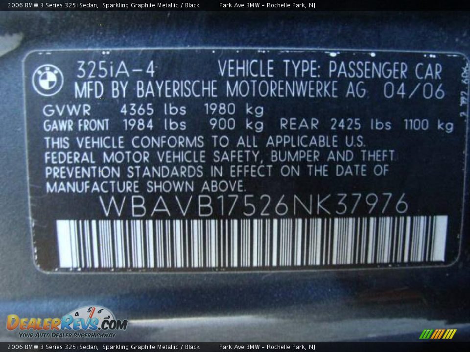 2006 BMW 3 Series 325i Sedan Sparkling Graphite Metallic / Black Photo #26