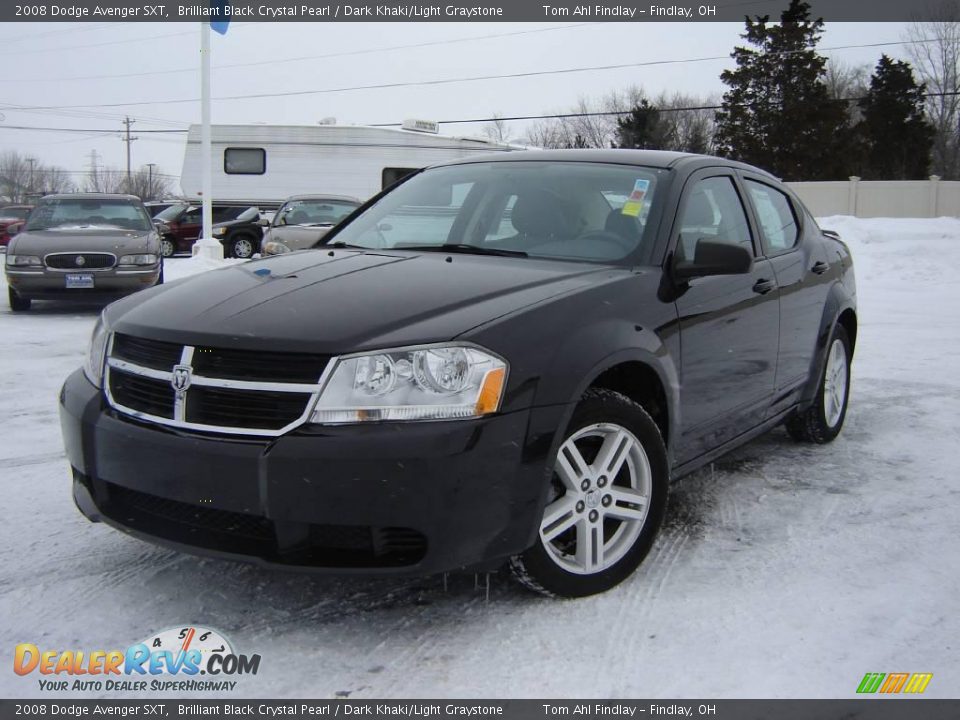 2008 Dodge Avenger SXT Brilliant Black Crystal Pearl / Dark Khaki/Light Graystone Photo #1