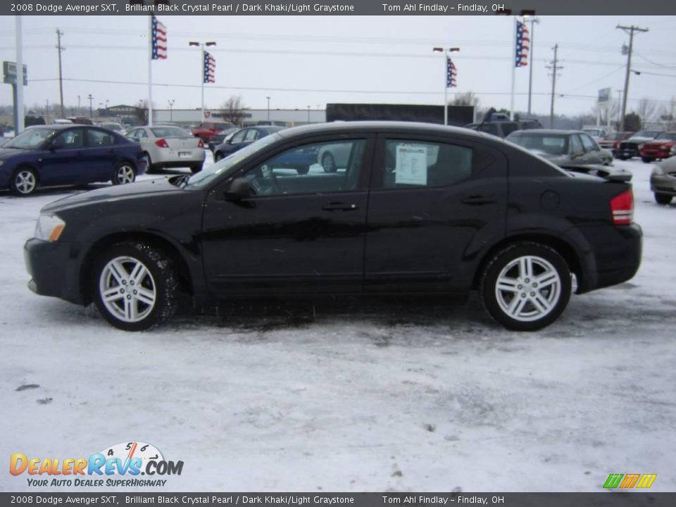 2008 Dodge Avenger SXT Brilliant Black Crystal Pearl / Dark Khaki/Light Graystone Photo #2