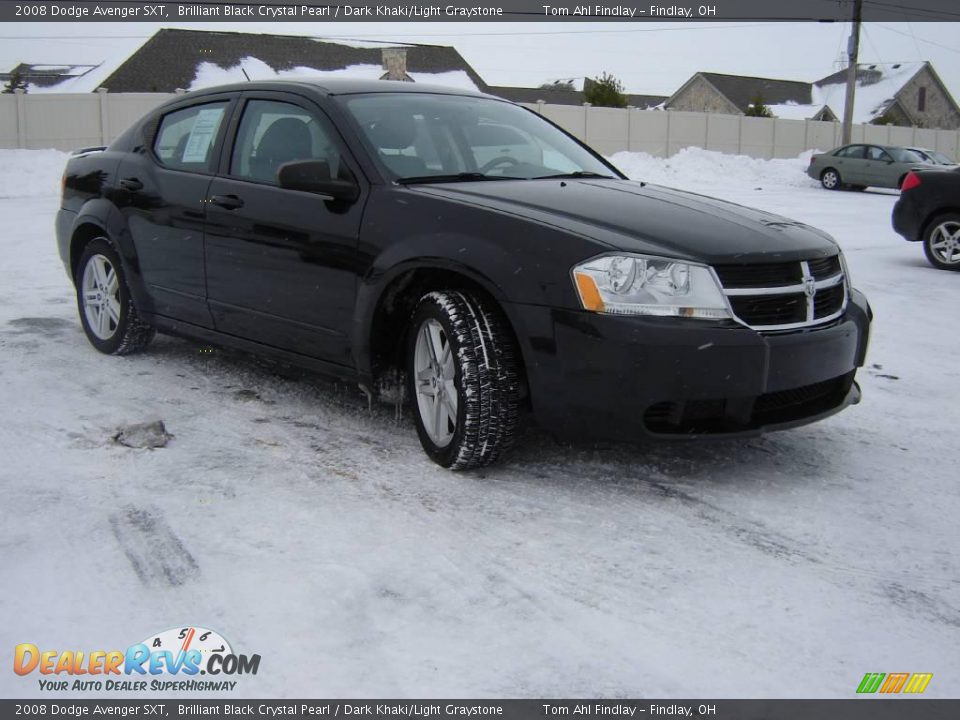 2008 Dodge Avenger SXT Brilliant Black Crystal Pearl / Dark Khaki/Light Graystone Photo #7